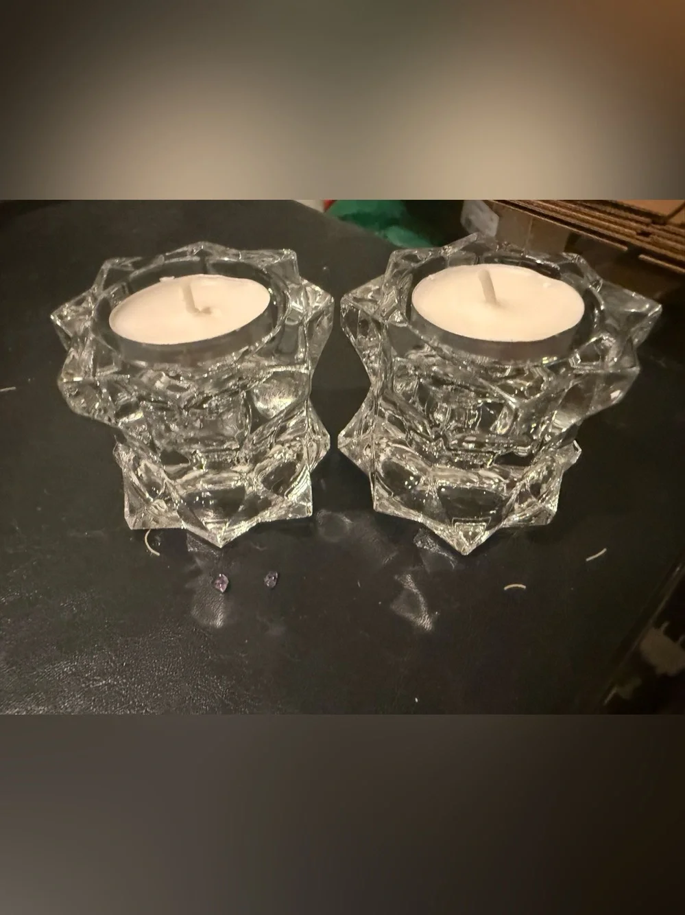 Clear Glass Tealight Candle Holders - Set of 2